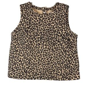 ABERCROMBIE & FITCH Button Detail Shell Top, Leopard Print, Size Large
